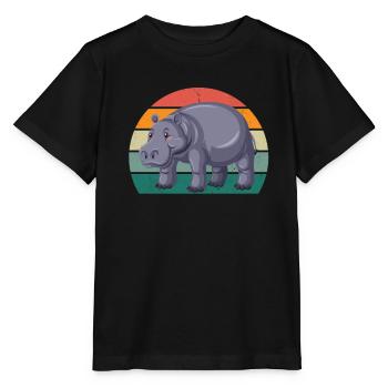 Hippopotame Hippopotame du Nil Hippopotame Hippopotame pygmée - T-shirt bio MINI CREATOR Stanley/Stella Enfant - noir - Devant - Mikhail (115cm)