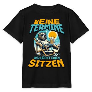 Keine Termine und leicht einen sitzen Waschbär - Stanley/Stella Kinder T-Shirt MINI CREATOR  - Schwarz - Vorne - Mikhail (115cm)