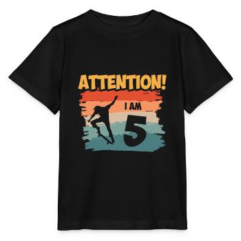 Attention! I am 5 - Stanley/Stella Kinder T-Shirt MINI CREATOR  - Schwarz - Vorne - Mikhail (115cm)
