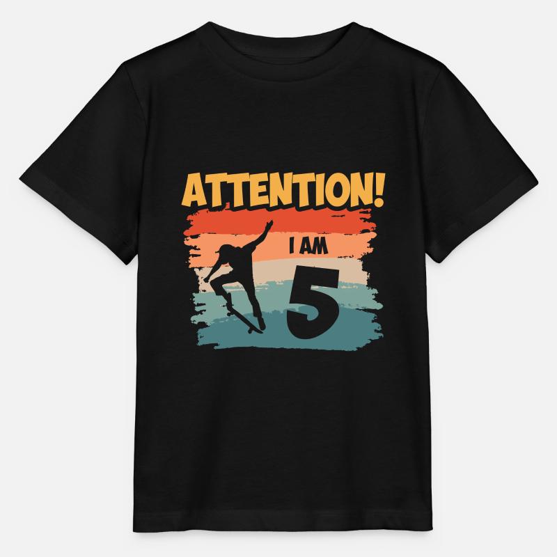 Attention! I am 5 - Stanley/Stella Kinder T-Shirt MINI CREATOR  - Schwarz