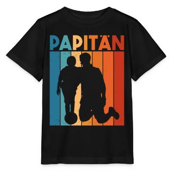 Papa Fußball Trikot Retro - Papitän Spruch Lustig - Stanley/Stella Kinder T-Shirt MINI CREATOR  - Schwarz - Vorne - Mikhail (115cm)