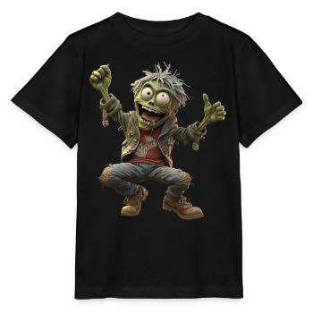 Marvin der grüne fröhliche Zombie - Stanley/Stella Kinder T-Shirt MINI CREATOR  - Schwarz - Vorne - Mikhail (115cm)