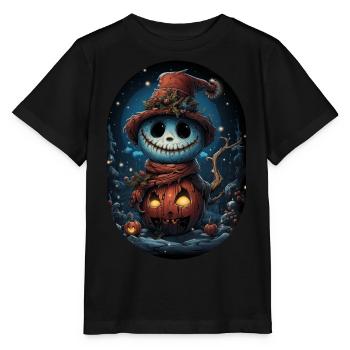 James le sympathique bonhomme de neige d’Halloween - T-shirt bio MINI CREATOR Stanley/Stella Enfant - noir - Devant - Mikhail (115cm)