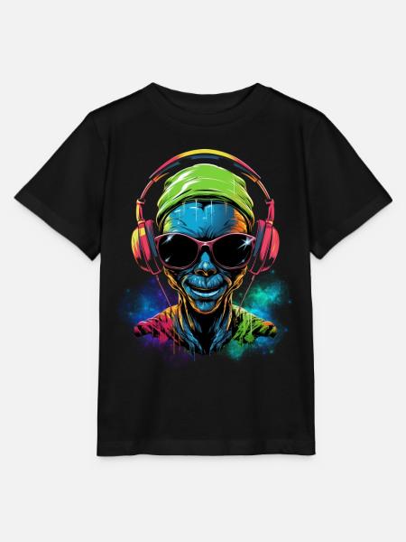 Alien Rave - Stanley/Stella MINI CREATOR Kids’ T-Shirt - black