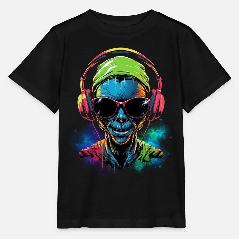 Alien Rave - Stanley/Stella Kinder T-Shirt MINI CREATOR  - Schwarz