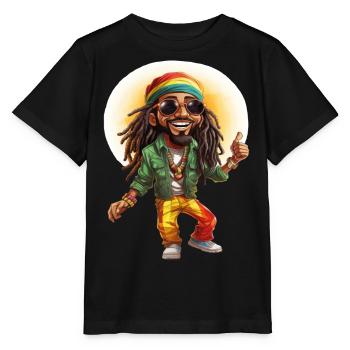 Tom the Rastafarian Reggae Style Cartoon Character. - Stanley/Stella MINI CREATOR Kids’ T-Shirt - black - Front - Mikhail (115cm)