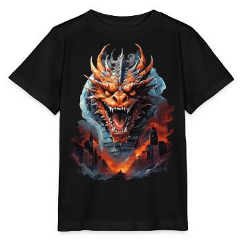 DRAGON MIDNIGHT BLAZE: CITY IN FLAMES AND HAVOC - Stanley/Stella MINI CREATOR Kids’ T-Shirt - black - Front - Mikhail (115cm)