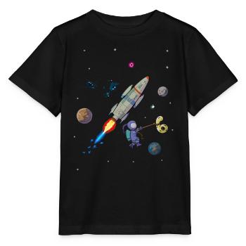 6 Jahre Geburtstag Rakete Planeten Astronaut - Stanley/Stella Kinder T-Shirt MINI CREATOR  - Schwarz - Vorne - Mikhail (115cm)