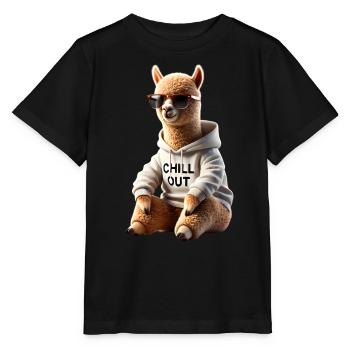 Drôle d’alpaga Chill Out Amoureux des animaux Chill - T-shirt bio MINI CREATOR Stanley/Stella Enfant - noir - Devant - Mikhail (115cm)