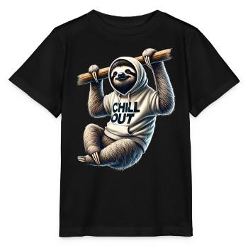 Lustiges Faultier Chill Out Tierliebhaber Chillen - Stanley/Stella Kinder T-Shirt MINI CREATOR  - Schwarz - Vorne - Mikhail (115cm)