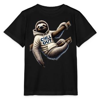 Lustiges Faultier Chill Out Tierliebhaber Chillen - Stanley/Stella Kinder T-Shirt MINI CREATOR  - Schwarz - Vorne - Mikhail (115cm)