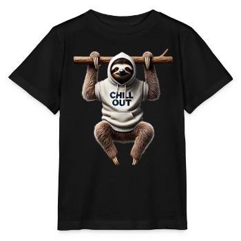 Lustiges Faultier Chill Out Tierliebhaber Chillen - Stanley/Stella Kinder T-Shirt MINI CREATOR  - Schwarz - Vorne - Mikhail (115cm)