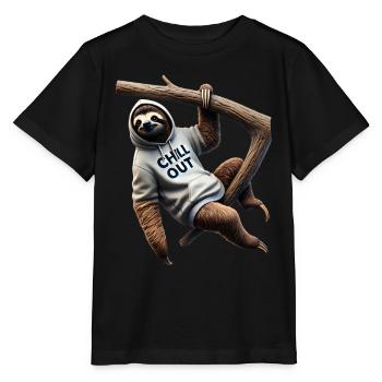 Lustiges Faultier Chill Out Tierliebhaber Chillen - Stanley/Stella Kinder T-Shirt MINI CREATOR  - Schwarz - Vorne - Mikhail (115cm)
