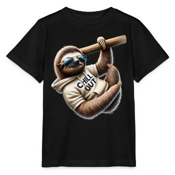 Lustiges Faultier Chill Out Tierliebhaber Chillen - Stanley/Stella Kinder T-Shirt MINI CREATOR  - Schwarz - Vorne - Mikhail (115cm)