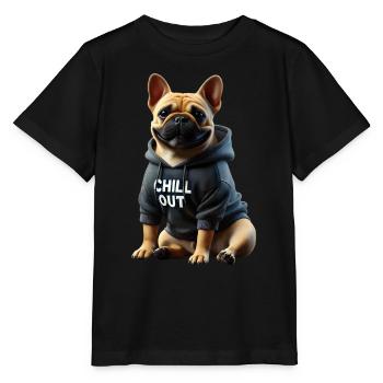 Drôle de bouledogue français Chill Out Chill Out - T-shirt bio MINI CREATOR Stanley/Stella Enfant - noir - Devant - Mikhail (115cm)