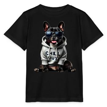 Drôle de bouledogue français Chill Out Chill Out - T-shirt bio MINI CREATOR Stanley/Stella Enfant - noir - Devant - Mikhail (115cm)