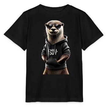 Drôle loutre Chill Out Amoureux des animaux Chill - T-shirt bio MINI CREATOR Stanley/Stella Enfant - noir - Devant - Mikhail (115cm)