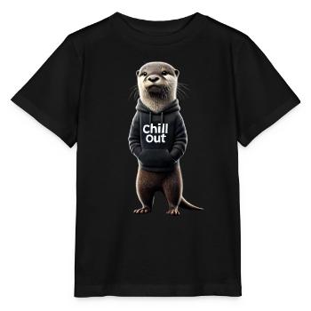Drôle loutre Chill Out Amoureux des animaux Chill - T-shirt bio MINI CREATOR Stanley/Stella Enfant - noir - Devant - Mikhail (115cm)