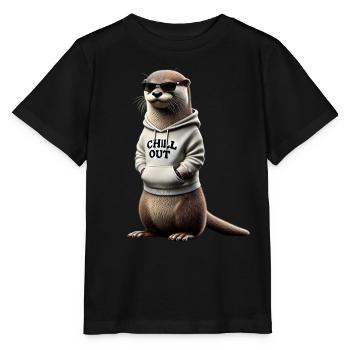 Drôle loutre Chill Out Amoureux des animaux Chill - T-shirt bio MINI CREATOR Stanley/Stella Enfant - noir - Devant - Mikhail (115cm)