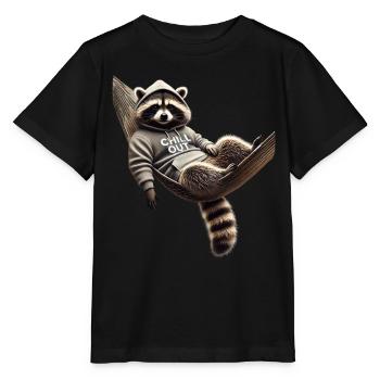 Lustiges Waschbär Chill Out Tierliebhaber Chillen - Stanley/Stella Kinder T-Shirt MINI CREATOR  - Schwarz - Vorne - Mikhail (115cm)