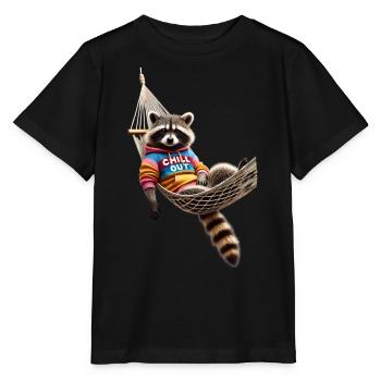 Lustiges Waschbär Chill Out Tierliebhaber Chillen - Stanley/Stella Kinder T-Shirt MINI CREATOR  - Schwarz - Vorne - Mikhail (115cm)