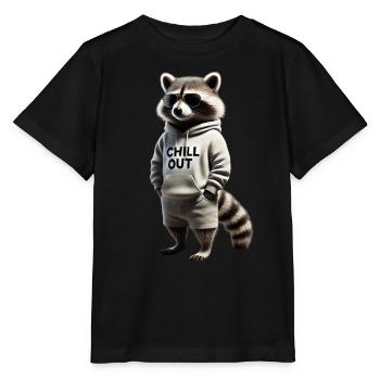 Lustiges Waschbär Chill Out Tierliebhaber Chillen - Stanley/Stella Kinder T-Shirt MINI CREATOR  - Schwarz - Vorne - Mikhail (115cm)