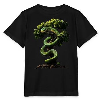 Arbre vert Python Serpents Amoureux Terrarium - T-shirt bio MINI CREATOR Stanley/Stella Enfant - noir - Devant - Mikhail (115cm)