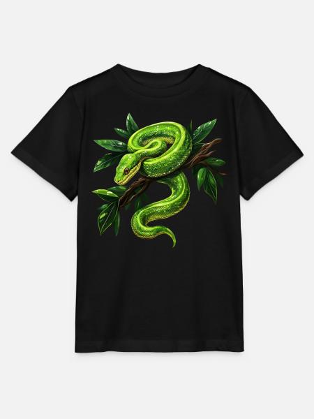 Grüner Baumpython Schlangen Liebhaber Terrarium - Stanley/Stella Kinder T-Shirt MINI CREATOR - Schwarz