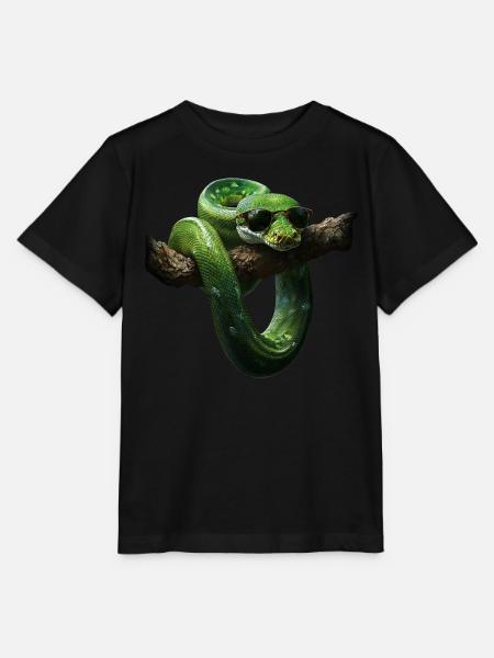 Grüner Baumpython Schlangen Liebhaber Terrarium - Stanley/Stella Kinder T-Shirt MINI CREATOR - Schwarz