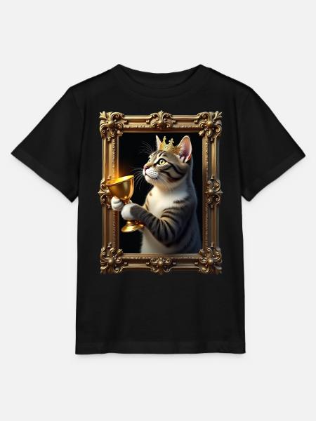 Mittelalter Katze im Bilderrahmen Kunst Krone - Stanley/Stella Kinder T-Shirt MINI CREATOR - Schwarz