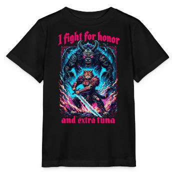 Medieval Cat Tuna Artwork Honor Honor - Stanley/Stella MINI CREATOR Kids’ T-Shirt - black - Front - Mikhail (115cm)