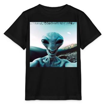 Alien Selfie in den Bergen - Stanley/Stella Kinder T-Shirt MINI CREATOR  - Schwarz - Vorne - Mikhail (115cm)