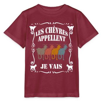 Les chèvres appellent - je pars - T-shirt bio MINI CREATOR Stanley/Stella Enfant - bordeaux - Devant - Kain (125cm)