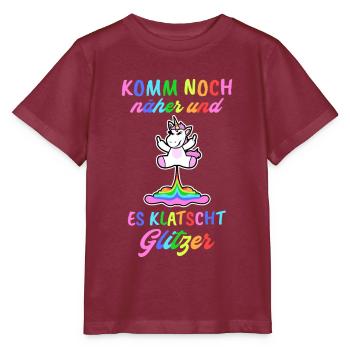 Mittelfinger Einhorn Furz - Stanley/Stella Kinder T-Shirt MINI CREATOR  - Burgunderrot - Vorne - Kain (125cm)