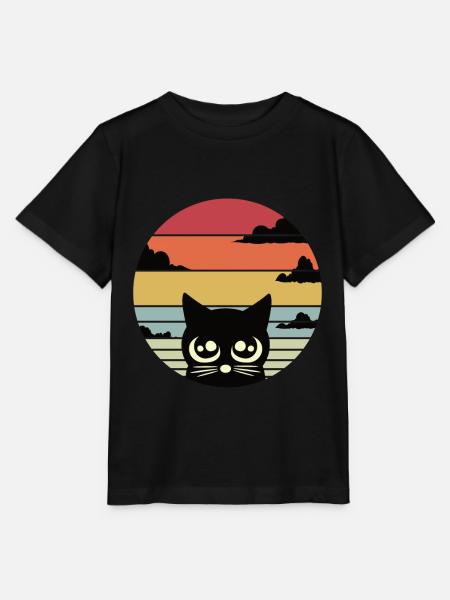 Katze Retro Katzen Cat - Stanley/Stella T-shirt MINI CREATOR til børn - sort