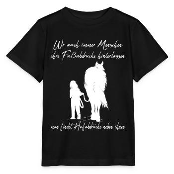 Pferd und Reiter laufen zusammen Reitersprüche - Stanley/Stella Kinder T-Shirt MINI CREATOR  - Schwarz - Vorne - Mikhail (115cm)