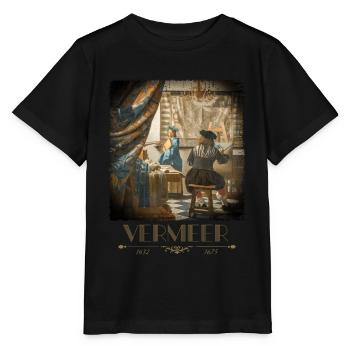 Jan Vermeer Die Malkunst Gemälde Coole Kunst - Stanley/Stella Kinder T-Shirt MINI CREATOR  - Schwarz - Vorne - Mikhail (115cm)