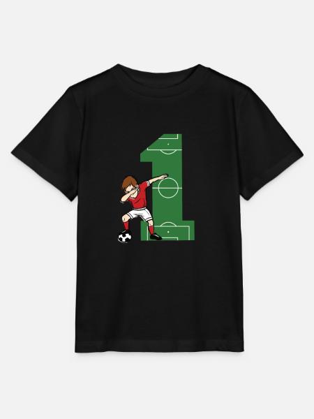 Nr. 1 Fußball 1. Geburstag 1 Jahr Rückennummer - Stanley/Stella Kinder T-Shirt MINI CREATOR - Schwarz