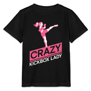 Crazy Kickbox Lady - Kickboxen Kickboxer - Stanley/Stella Kinder T-Shirt MINI CREATOR  - Schwarz - Vorne - Mikhail (115cm)