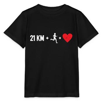 21 Km + Marathon Runner = Cœur - Semi-MarathonIen - T-shirt bio MINI CREATOR Stanley/Stella Enfant - noir - Devant - Mikhail (115cm)
