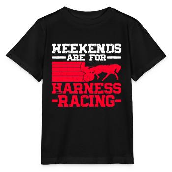 Les week-ends sont pour les courses de trot - courses de chevaux - T-shirt bio MINI CREATOR Stanley/Stella Enfant - noir - Devant - Mikhail (115cm)