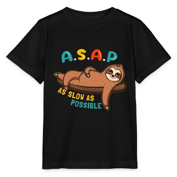 ASAP - As Slow As Possible Faultier - Stanley/Stella Kinder T-Shirt MINI CREATOR  - Schwarz - Vorne - Mikhail (115cm)