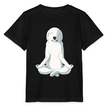 Yoga Great Pyrenees Dog - Stanley/Stella MINI CREATOR Kids’ T-Shirt - black - Front - Mikhail (115cm)