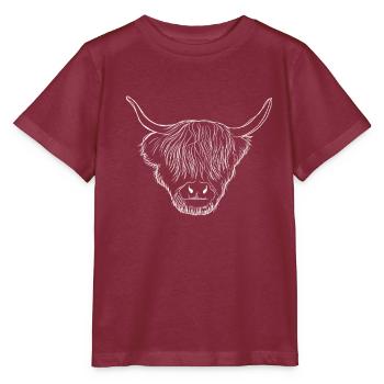Schottisches Hochlandrind - Stanley/Stella Kinder T-Shirt MINI CREATOR  - Burgunderrot - Vorne - Kain (125cm)