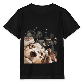 Chien Curieux Australian Shepherd chien - T-shirt bio MINI CREATOR Stanley/Stella Enfant - noir - Devant - Mikhail (115cm)