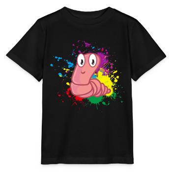 Farbiger Wurm - Stanley/Stella Kinder T-Shirt MINI CREATOR  - Schwarz - Vorne - Mikhail (115cm)
