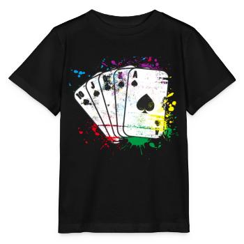 Jeu de cartes couleur - T-shirt bio MINI CREATOR Stanley/Stella Enfant - noir - Devant - Mikhail (115cm)