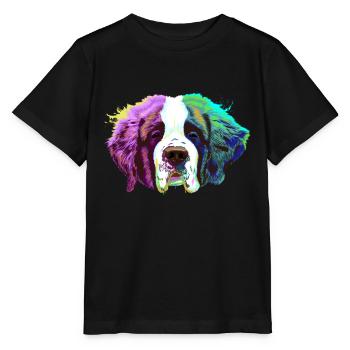 Splash Saint Bernard Dog - Stanley/Stella MINI CREATOR Kids’ T-Shirt - black - Front - Mikhail (115cm)