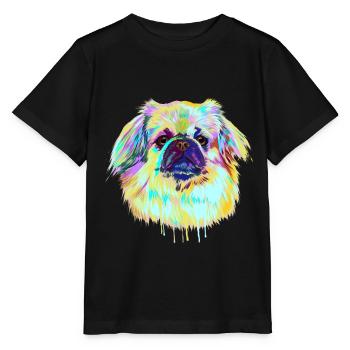 Splash Tibetan Spaniel Dog - Stanley/Stella MINI CREATOR Kids’ T-Shirt - black - Front - Mikhail (115cm)