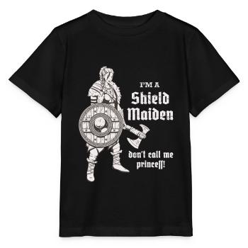 Warrior Woman | Shieldmaid for real Viking sins - Stanley/Stella MINI CREATOR Kids’ T-Shirt - black - Front - Mikhail (115cm)